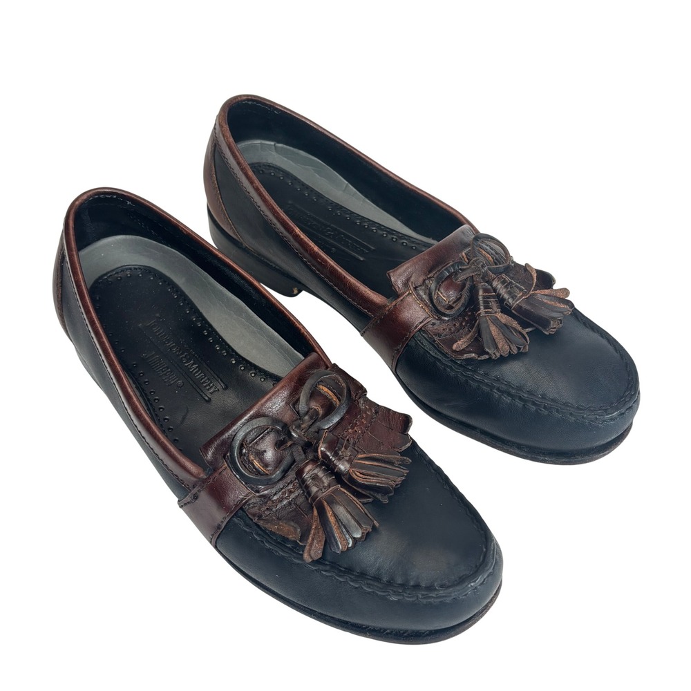 Johnston & Murphy Tassel Loafers Black Brown Leather Kiltie Dress Shoes 9.5 B